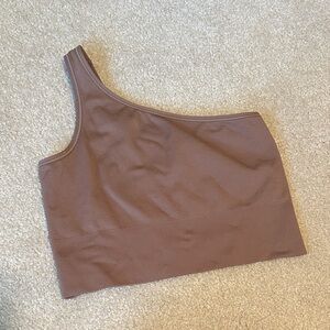 Athleta One-Shoulder Tan Crop Top